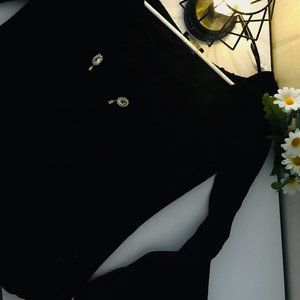 black off shoulder with long sleeve top